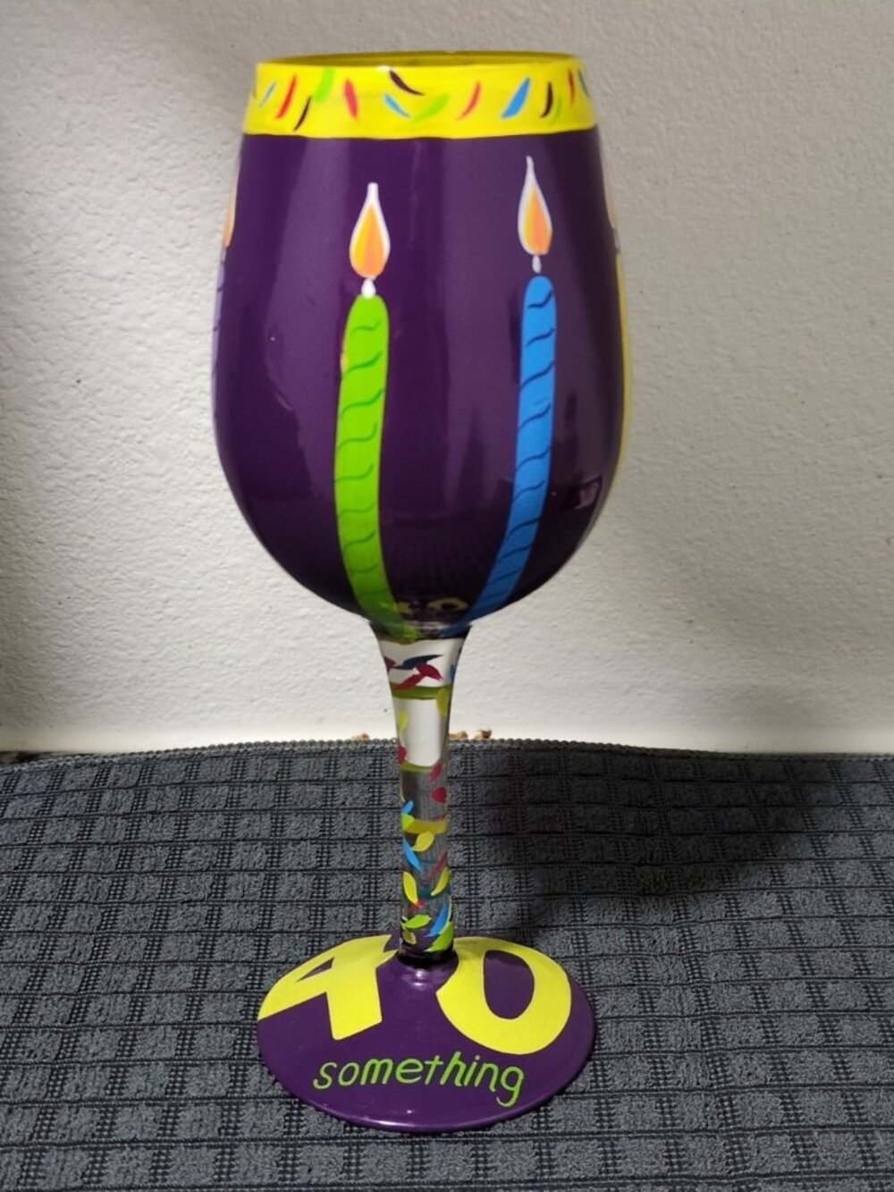 Lolita 40 Something Birthday Wine Glass Hand Painted Barware